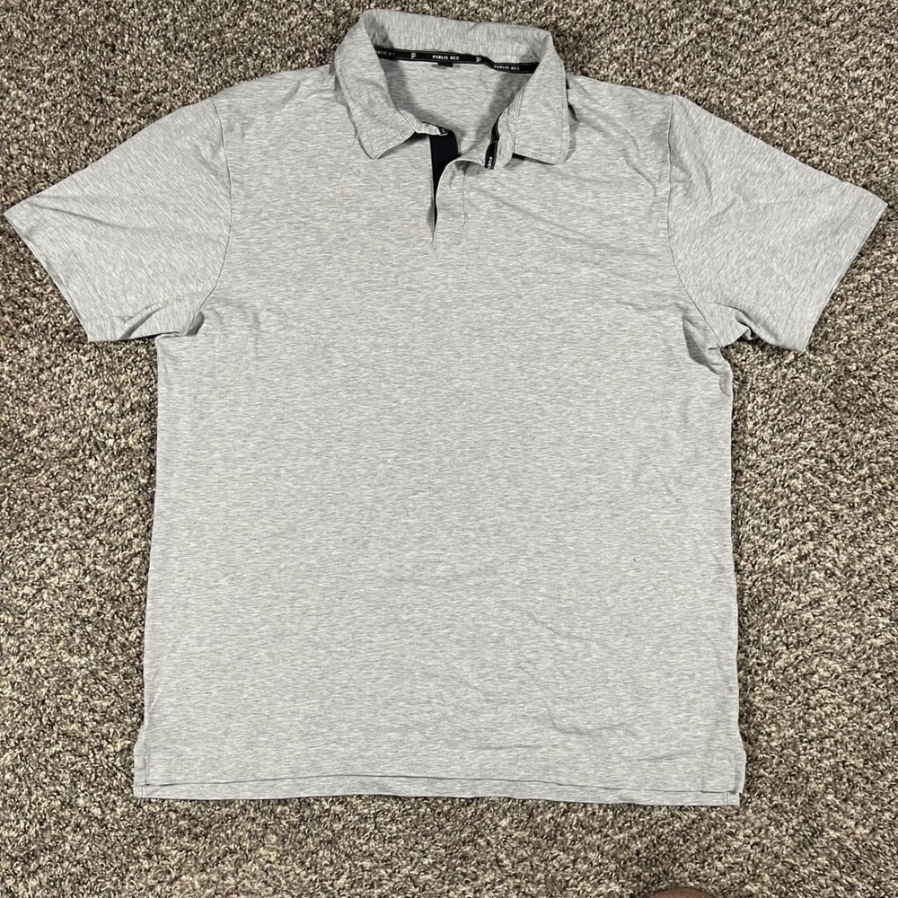 Public Rec Go-To Polo Mens XL Heather Grey Pima Cotton Tencel Stretch Shirt